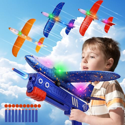 3 unidades de deslizadores de espuma de poliestireno catapulta para niños, planeador infantil, aviador de poliestireno, kit de construcción de avión LED