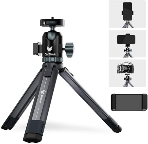 Portable Mini Tripod for Camera, Extendable Aluminum Alloy Table Tripod with 360 Ball Head, Phone Holder, Supports DSLR Cameras, Projectors, Load up to 11lbs/5kg