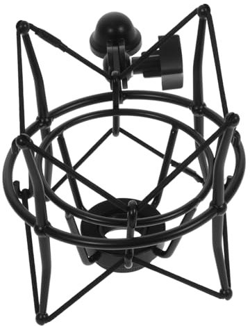 WESIEVYA Soporte Metálico Antivibración Para Micrófono De Condensador Grande, Suspensión Tipo Araña Negra, Accesorio Profesional Para Grabación, Transmisión y Estudio