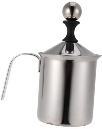 SHOWERORO Montalatte Manuale Creme Per Il Caffè Schiuma Per Latte Miscelatore Di Bevande Crema Caffè Schiumatore Di Caffè Brocca Schiuma Latte Crema Di Latte Scrematrice Silver