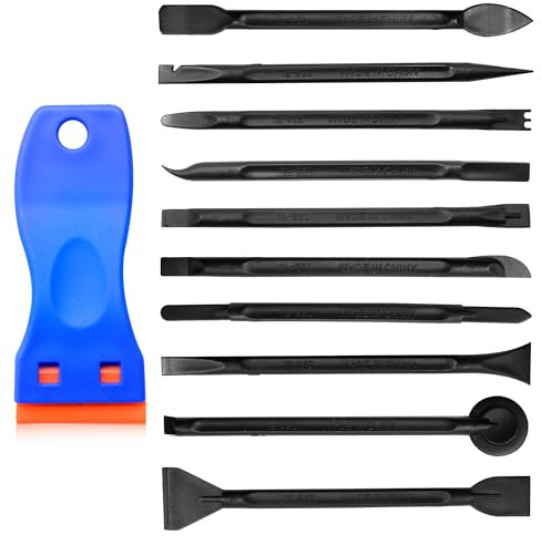 JJZGPP 10 Pezzi Raschietto di Pulizia Anti-Graffi Raschietti, Raschietto in Plastica in Fibra di Carbonio con Raschietto Plastica per Rimuovere Etichette Macchie di Olio Pittura Nero