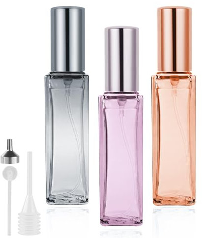 LOPHE Atomiseur de parfum en verre, 3 bouteilles de parfum rechargeables, portables, petits flacons de parfum, vaporisateur transparent pour voyage, rendez-vous