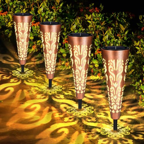Weihnachtsdeko Outdoor Solarlampen FüR AußEn Garten, 6-StüCkiges Set Solarleuchten FüR AußEn, Ip44 Wasserdicht Solarleuchten Garten, Solar Gartenleuchten FüR AußEn FüR Terrasse, Rasen（Bronze）