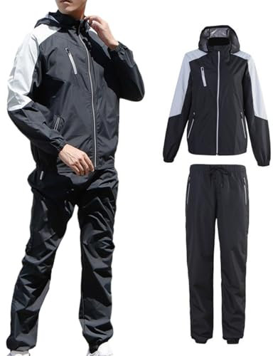 scosao Tuta da sauna, Tuta Completa Sauna Dimagrante Giacca con Cappuccio e Jogging Pantaloni Tuta per Sudare Uomo Donna Abbigliamento Palestra Completo Sportivo Sauna,Men,4XL
