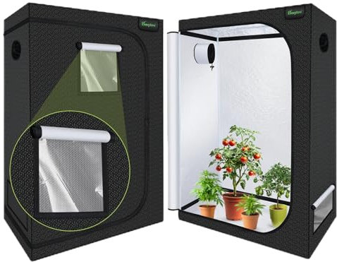 Growzelt 120x60x180cm Grow Zelt für Pflanzen Zuchtzelt Gewächshaus Box, hochreflektierende 600D Diamond Mylar Leinwand mit Beobachtungsfenster Anbauzelt Growschrank