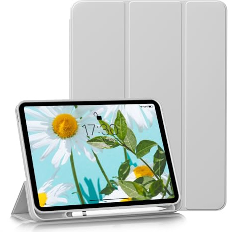 LIQIZE Hülle für iPad 11. Generation A16 2025/iPad 10. Gen 2022, Grau | Schutzhülle mit Stifthalter für iPad 11 Zoll/ 10,9 Zoll, Weicher TPU Rückseite Schutzhülle, Automatischer Schlaf/Aufwachen