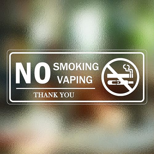 5 cartelli in PVC con scritta No Smoking No Smoking or Vaping, autoadesivi, con stampa UV, 70 mm x 180 mm (5 cartelli per divieto di fumare)