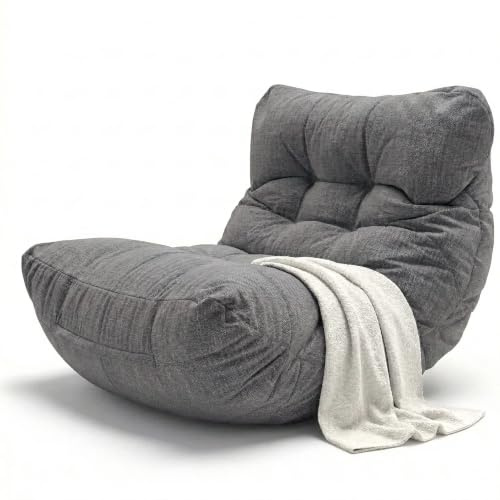 Aiire Pouf da Esterno XXL con Imbottitura Inclusa - Poltrona Sacco di Design per Giardino, Terrazza o Piscina - Bean Bag Chair 1 Posto per Relax o Lettura, Grigio Scuro