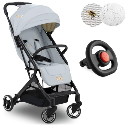 Hauck Passeggino da viaggio Travel N Care con volante giocattolo | Passeggino sportivo dalla nascita fino a 22 kg con funzione sdraiata, protezione UV 50+, protezione da pioggia e insetti, piccolo
