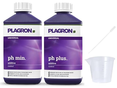 Plagron pH- Minus 500 ml + pH+ Plus 500 ml Grow Set | ph-Senker | Dünger | Pflanzen | pH-Wert | pH-Regulator | optimale Einstellung des pH-Wertes und Verbesserung für Nährstoffaufnahme der Pflanzen