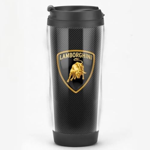 LFXLDS Mug Isotherme pour Lamborghini Urus,avec Logo Embleme Acier Inoxydable Thermos Tasse à Café Voyage avec Couvercle Etanche Voiture Cadeau Voiture pour Hommes Femmes,Black