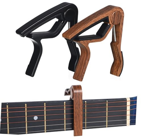 BAZEITFLOW 2 Stück Gitarren Capo für Akustik und E-gitarre mit Universeller Kompatibilität und Anpassung an Saitenabstand Zubehör für Konzert und Musikproben