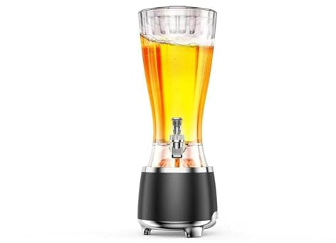 DS&DV Torre de cerveza de 2,5 L con altavoz Bluetooth, base iluminada, dispensador de bebidas portátil para cerveza de barril, cócteles y limonada para el hogar, bar, camping y fiestas en el jardín