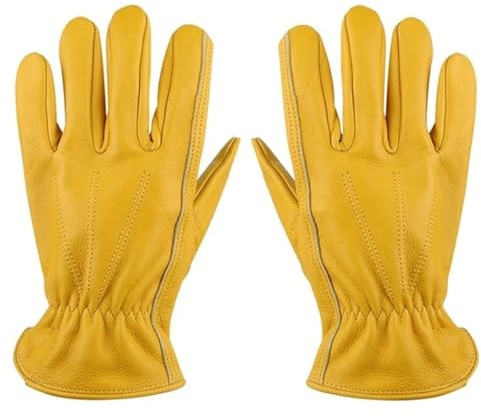 2 Pairs Heavy Duty Leather Work Gloves - For Men & Women, Gardening, Tig/Mig Welding, Construction, Chainsaw & Farm Tasks(L)