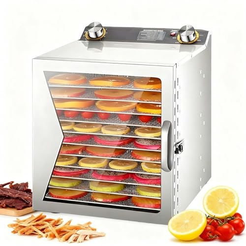 SIEEOUR Reliable Electric Food Dehydrator With Stainless Steel Trays,Food Dehydrator Machine For Jerky,Featuring 400w/800W Power,Wide Temperature Range,For Nutrient-Rich Dried Foods(12 layers)