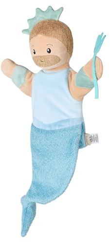 Sterntaler Handpuppe Wassermann aus weichem Flausch, Kinder- und Babyspielzeug, Kopf wattiert mit Polyesterwatte, 32 × 28 × 7 cm – dunkeltürkis