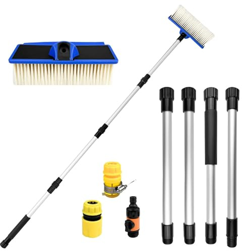 Ravytha Spazzola Lavaggio Auto, Spazzolone con Manico Telescopico in Alluminio, Scopa per Pulizia con Setole Morbide, Idrospazzola per Auto, Ideale per Caravan, Camper, SUV, Barche, Camion