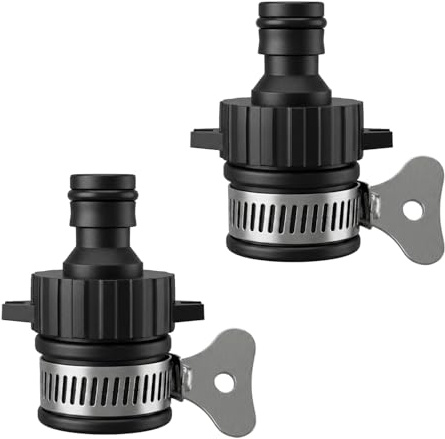 2 Pack Universal Tap Connector for Hose Pipe, Leak Resistant Mixer Tap Hose Adapter with Stainless Steel Clamp for Garden Watering, Kitchen Sink and Outdoor Use