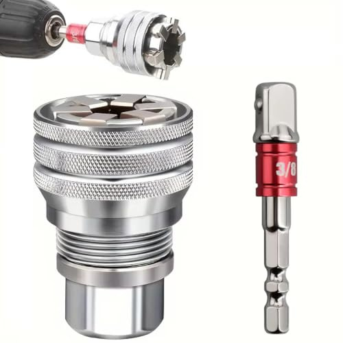 FiTspi Universal Adjustable Socket Wrench for Standard Metric 10-19mm, Multi-Function Maintenance Tool, 3/8 Inch Hex Wrench Adapter Kit for Drilling and Fastening Cool Gadgets