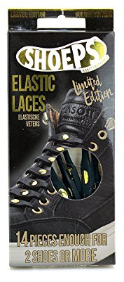 Shoeps-Herrenschnürsenkel, elastisch, 14 Stück Einheitsgröße Black Gold Button