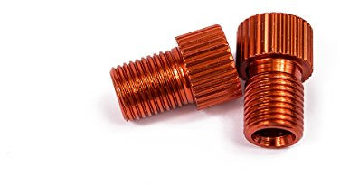 4X Fahrrad Ventil-Adapter DV SV auf Autoventil - Kfz Pumpe AV (Orange)
