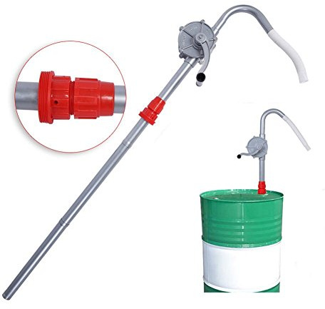 GOTOTOP Drehbare Flüssigkeitsförderpumpe, Aluminium-Handfasspumpe Automatische Drehpumpe, Handpumpe mit Ölfass, Benzinpumpe Dieselkraftstoffwerkzeug