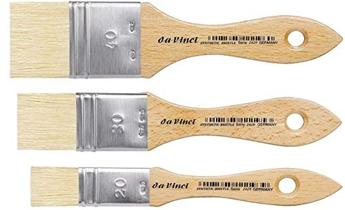DaVinci ESPACE BEAUX ARTS da Vinci Serie 2470-2429,Breite Pinsel,Hobby Synthetikpinsel, Set 3pcs,flach Size 20mm.30mm.40mm .Made in Germany.
