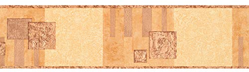 Mediterrane Tapeten Bordüre in Terracotta Orange | Küchen Bordüre selbstklebend | Vlies Wandbordüre mit geometrischem Muster