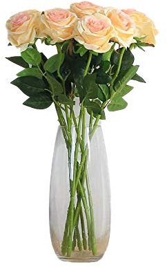 Ulalaza 10 PCS künstliche gefälschte Blume Rosenstrauß Real Touch Gypsophila Lilie Blumen für Hochzeit Home Party Dekoration