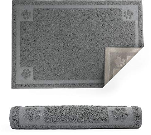 Prime Pets Hundefuttermatte, wasserdicht, 88,9 x 61 cm, Haustiermatte für Futter- und Wassernapf, Katzennapfmatte für Boden, Grau