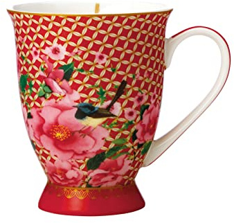 Maxwell & Williams HV0163 Tee-Tasse mit Blumenmotiv - 300 ml - Porzellan-Becher - TC Silk Road, in Geschenkbox - Rot