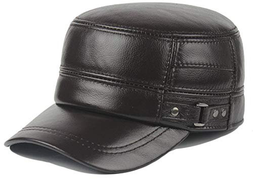DongBao Herren Leder Army Kappe Baseballmütze Erwachsenen Mütze Mode Schirmmütze Vintage Militär Mütze Baseball Cap Kappe