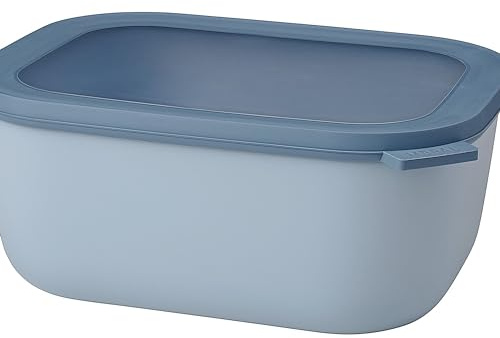 Mepal Multi Bowl Cirqula Rectangular - Mikrowellen Geschir - Geeignet als Luftdichte Aufbewahrungsbox für den Kühlschrank, Mikrowellengeschirr & als Frischhaltedosen - 3000 ml - Nordic blue