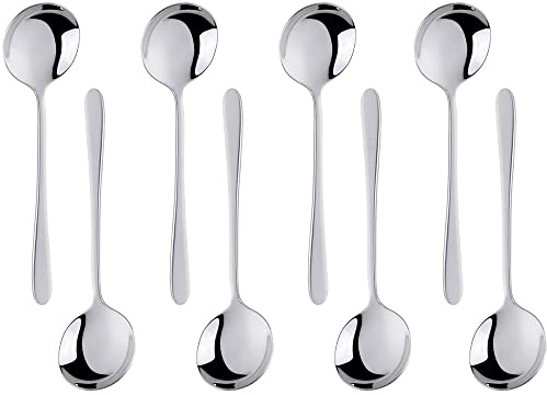 Bisda Suppenlöffel-Set 8 Stück, 17,5cm, Silber Tafellöffel Esslöffel Abendessen Löffel aus rostfreiem Edelstahl