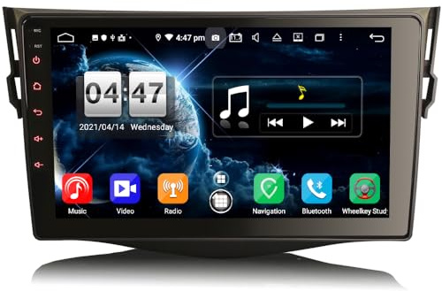 ERISIN 9 Zoll Android 12 Autoradio für Toyota RAV4 Unterstützt Carplay DSP GPS Navi AM/FM A2DP DVB-T/T2 WiFi DVR TPMS OBD DAB+ 8-Kern 4GB RAM+64GB ROM
