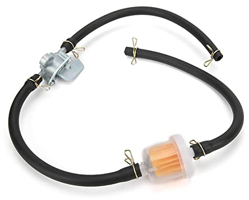 Kraftstofftank Hahnfilter 6mm, Benzinhahn mit Filterrohr, Kraftstoffhahn Absperrventil 6mm für Motorrad Roller ATV