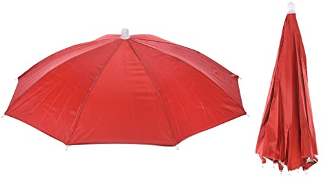 PATIKIL 2Pack 20 Angeln Regenschirm Hut Elastisch Sonne Regen Kappe Red | Kopf Regenschirm, Faltbare, Hände Kostenlos, Für Draußen Angeln Camping