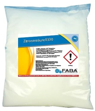 FABA Zitronensäure 5 kg im Beutel, Entkalker, Reiniger, E330, Acid, lebensmittelqualität