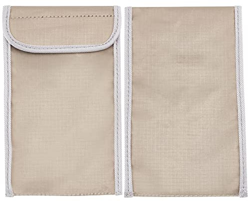 OLYCRAFT 2pcs Anti Radiation Cell Phone Sleeve 5mm Thick Security Pouch Faraday Bag 5G GPS EMF RFID Signal Blocking Bag Shielding Pouch for Phone Electronic Devices Wallet Protection Silver 11x18.5 cm