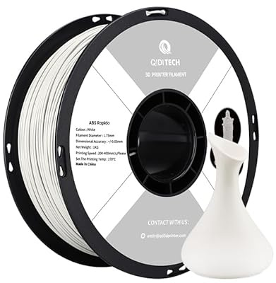 QIDI TECH ABS Rapido Filament 1.75mm, 3D Drucker Filament ABS 1kg Spule (2.2lbs), geeignet für Hochgeschwindigkeitsdruck,Fit die meisten FDM 3D Drucker, hochbeständig,Weiß