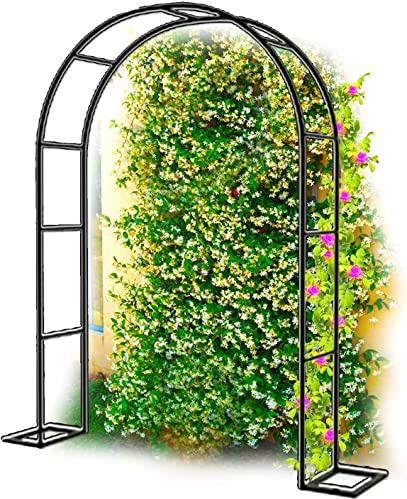 Arche Jardin Aluminium Largeur, Arche À Rosiers Métal, Filet À Plantes Grimpantes, Filet de Treillis, pour Récolte de Concombres, Légume, Vignes, Plantes Grimpantes,Noir,180x220x40CM
