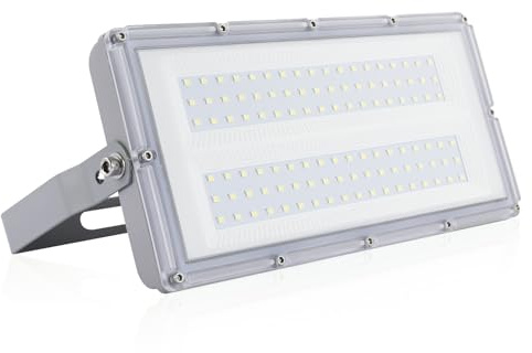 MKKM Neueste LED Strahler Flutlichter außen 100W Superhell 10000lm Flutlichtstrahler 6500K IP67 Wasserfest Außenstrahler für Sportplatz