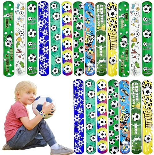 POPOYU 24 pulseras de fútbol para niños, pulsera de fútbol para cumpleaños infantiles, regalos para invitados, regalo de fútbol, cumpleaños, niños, regalo para futbolistas, pequeños regalos