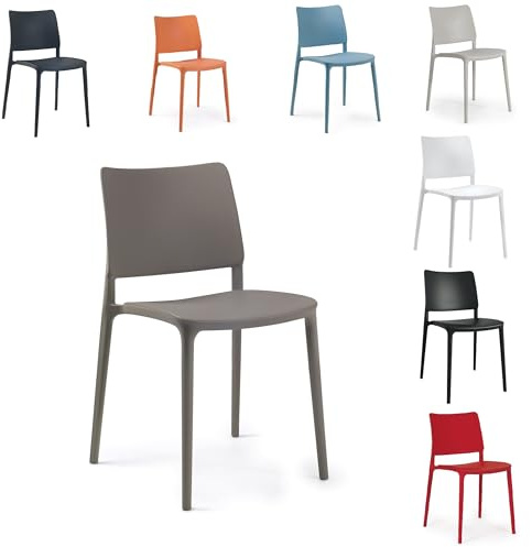 PAPATYA Joy-S 1er-Set Designer- Kunststoffstuhl, 200 kg belastbar, Leichter stapelbar Gartenstuhl, wetterfester Balkonstuhl, Terrassenstuhl, Hotelstühle, Restaurantstühle, Stapelstuhl (Grau-braun)