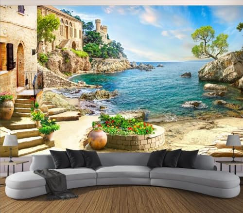 MIWEI Wallpaper Papier Peint Jardin Bâtiment Ancien Papier Peint Panoramique Intissé Tapisserie Poster Chambre Salon Decoration Murale 200x140cm-M222747