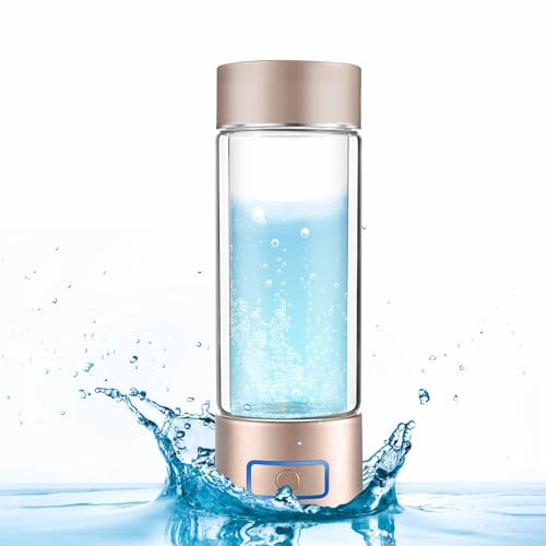 HQQMNY Hydrogen Water Bottle Hydrogen content ≥6000ppb Portable Hydrogen Water Generator with PEM & SPE Technology 400ml Portable Hydrogen Water Generator Maker, Rich Hydrogen Water Cup (Gold)