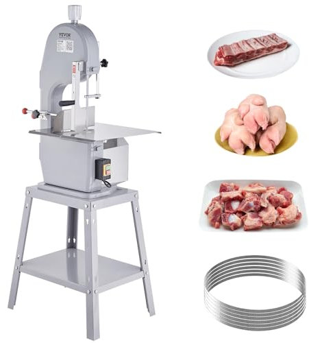 ZMIN Scie À Ruban Électrique Commerciale, 1500 W, 19,3 X 15, Machine À Scier Les Os Verticale Workbeach, Coupe-Viande Congelée en Acier Inoxydable avec 6 Lames