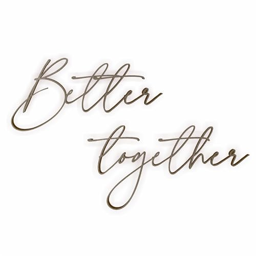 KT-Schmuckdesign Holzschriftzug „Better together“ – Wanddeko aus Holz für Wohnzimmer, Hochzeit & Schlafzimmer – Liebe Deko, Wandtattoo modern, Geschenkidee Paar