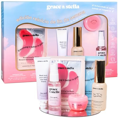 grace & stella Award Winning Skin Care Set - Gift Set for Women - Travel Essentials with Under Eye Masks, Serum, Cleanser, Lip Balm - Holiday Gift for Mom - Vegan Cruelty-Free Self Care