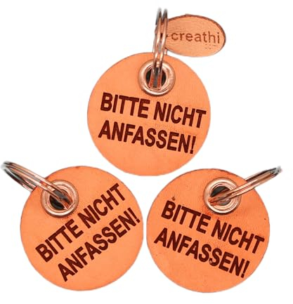 creathi Hundemarke BITTE NICHT ANFASSEN rund, echtes Leder 3cm